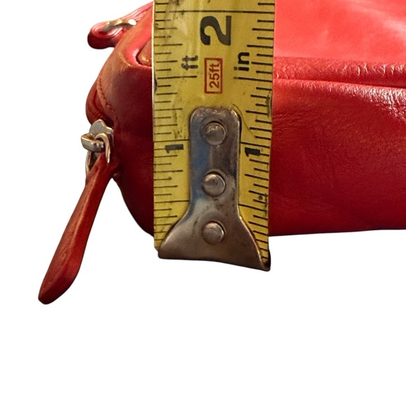 ILLI RED LEATHER TOTE BAG WITH LEOPARD PRINT LINING & MATCHING POUCH - Picture 8 of 8